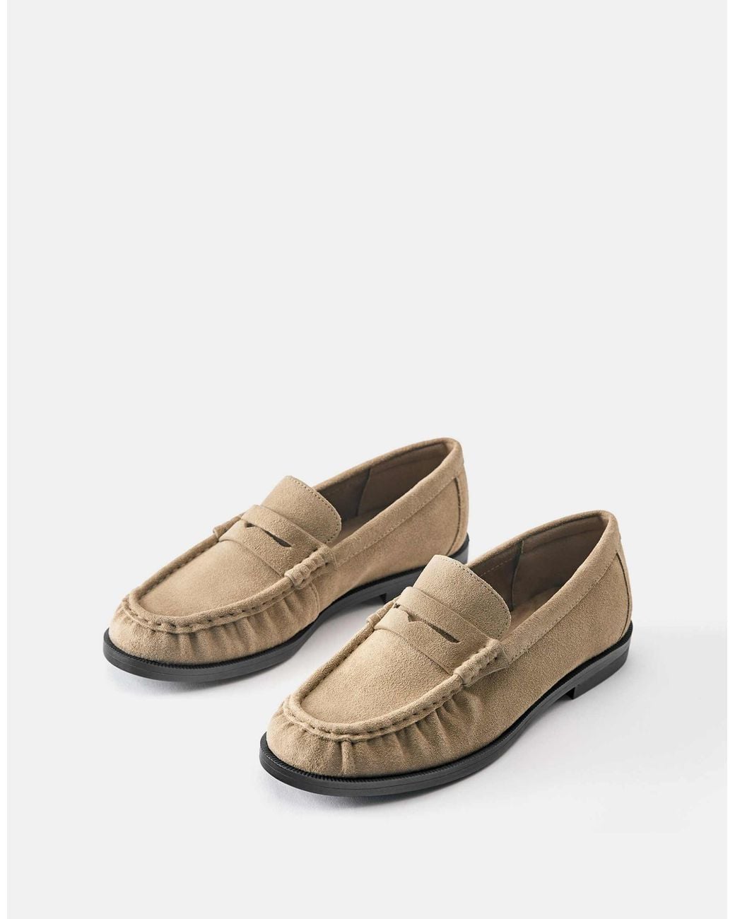 Pull&Bear White Loafer aus leder mit raffungen