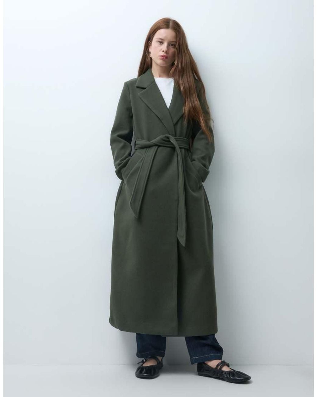 Vero Moda Green Belted Formal Maxi Coat