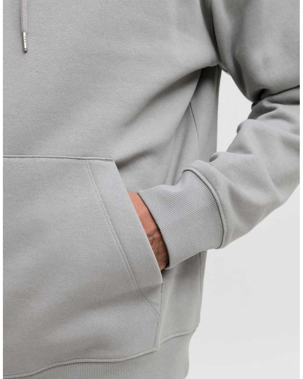 Jack & Jones Gray Ace Relaxed Fit Hoodie Long Sleeve for men