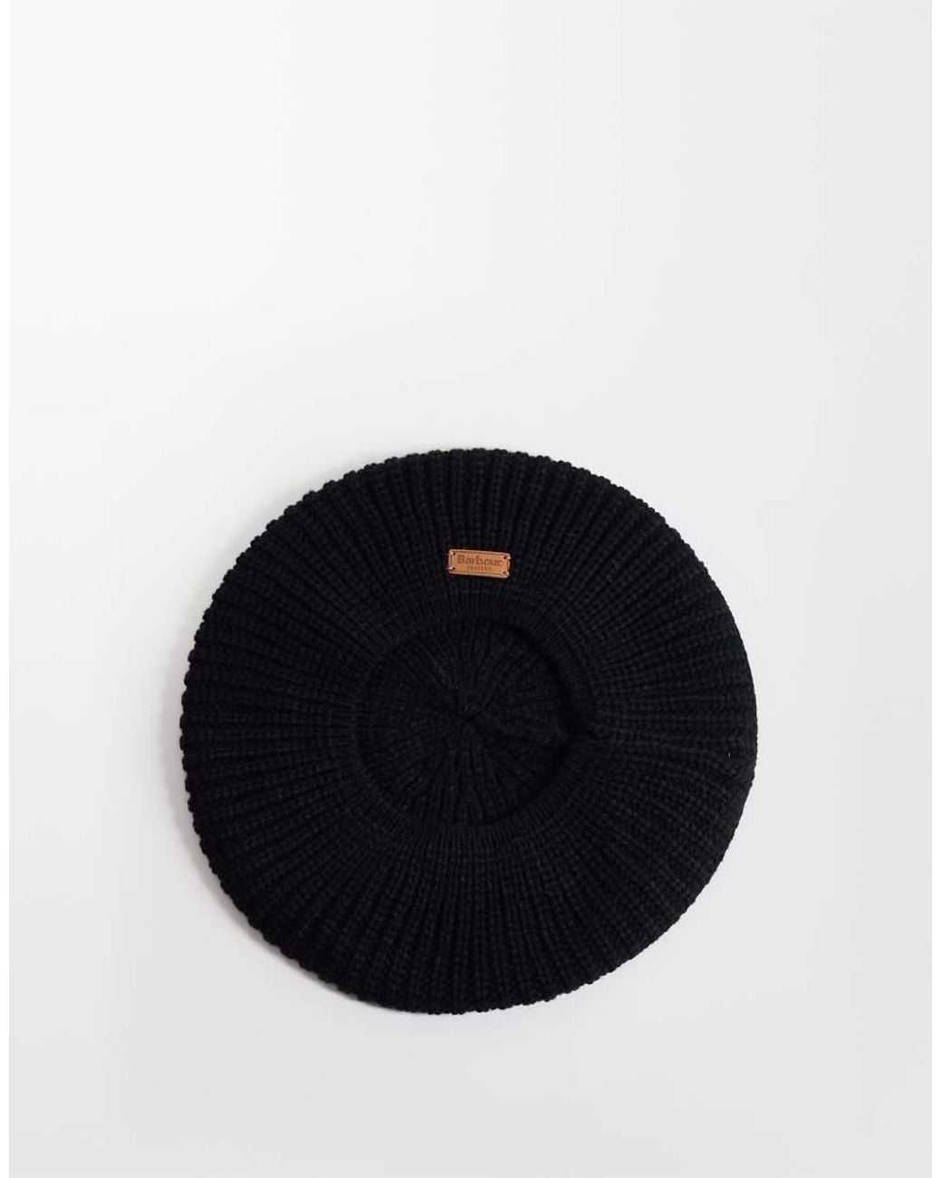 Barbour Black Beldon Acrylic Knit Beret Beanie Hat