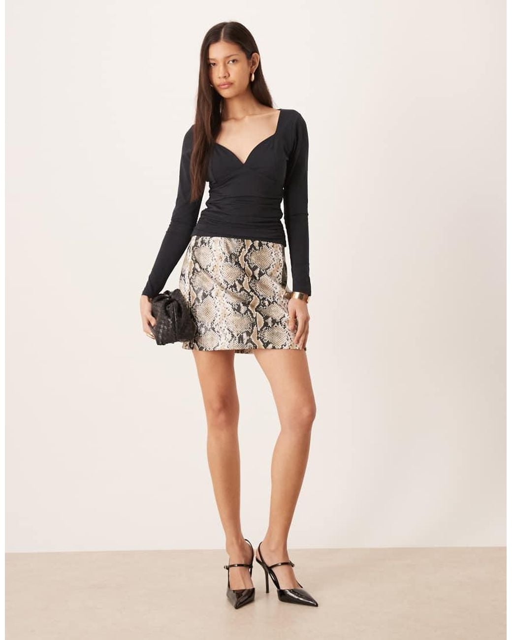 ASOS Black Tailored Faux-leather Mini Skirt With Split