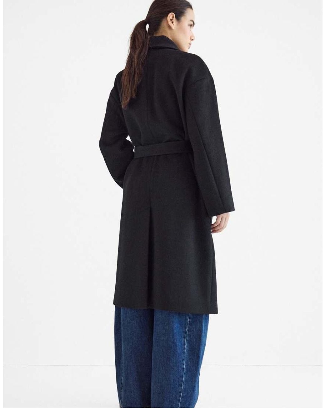 Stradivarius Blue Long Felt Belt Coat