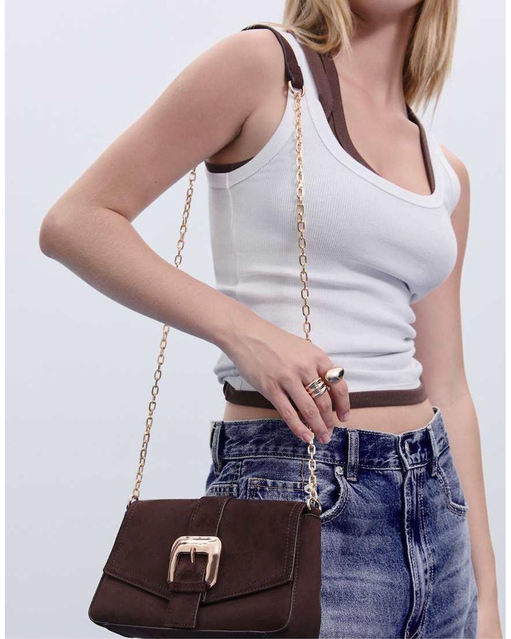 Stradivarius Blue Crossbody Bag With Irregular Buckle
