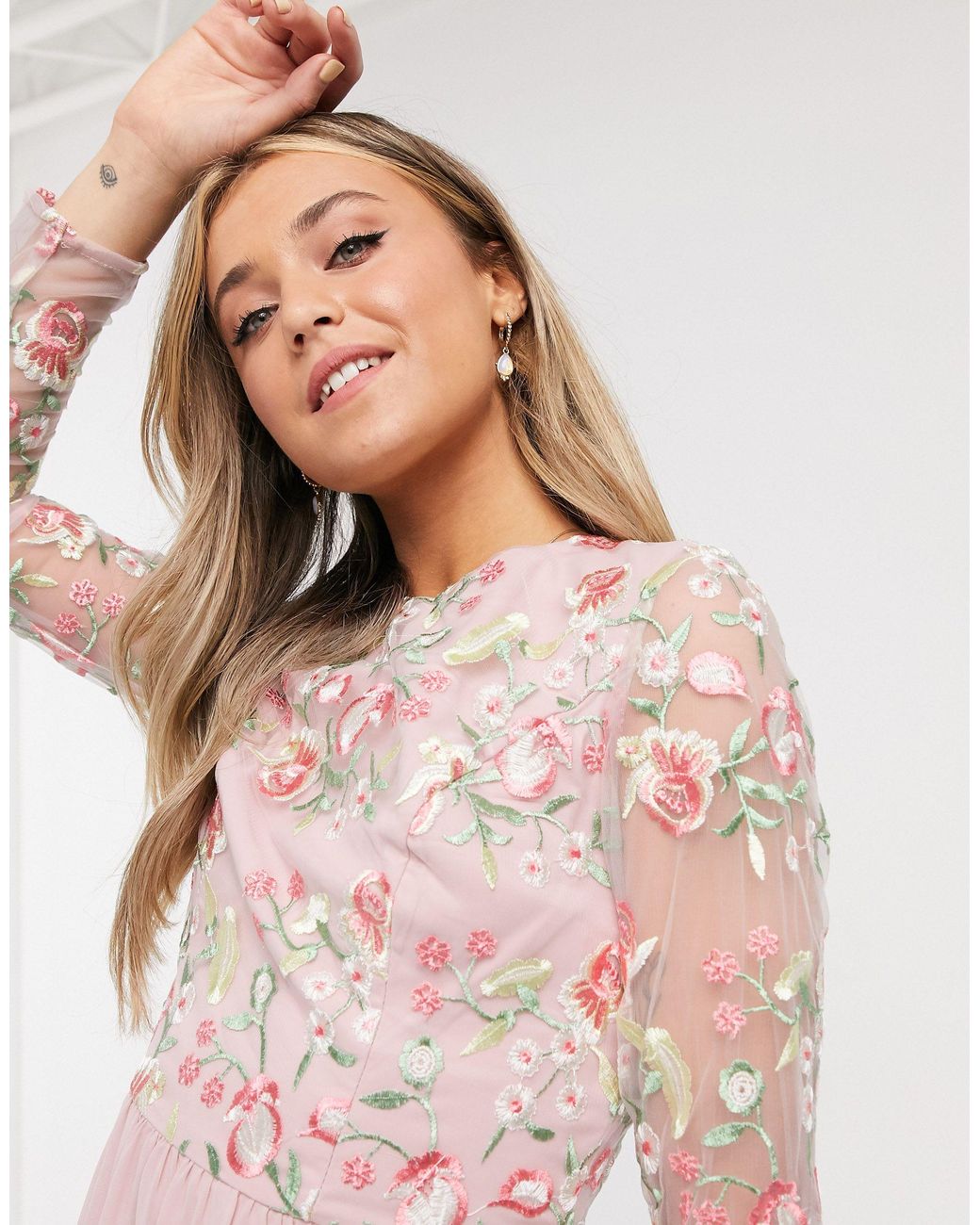 Chi Chi London Embroidered Lace Midi 