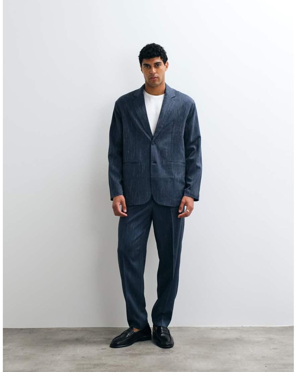 ASOS Blue Oversized Denim Look Suit Jacket for men