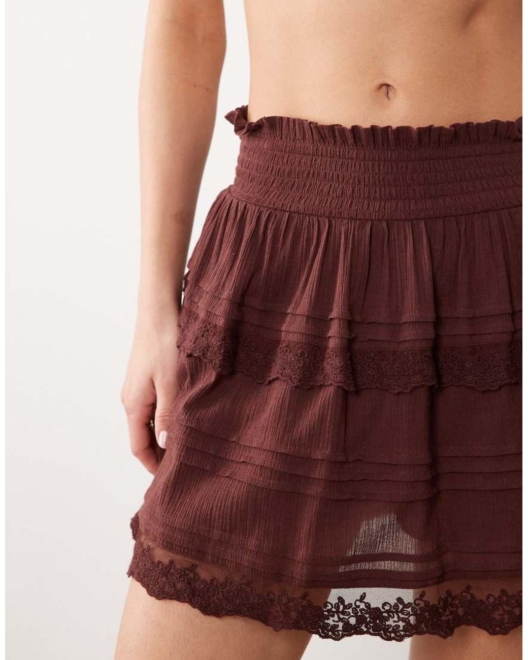 Miss Selfridge Red Beach Cheesecloth Lace Skort