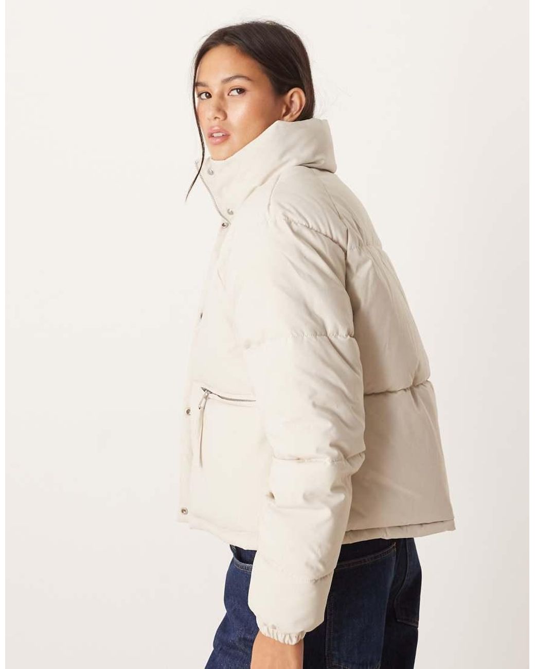 Jdy Blue Zip Detail Padded Coat