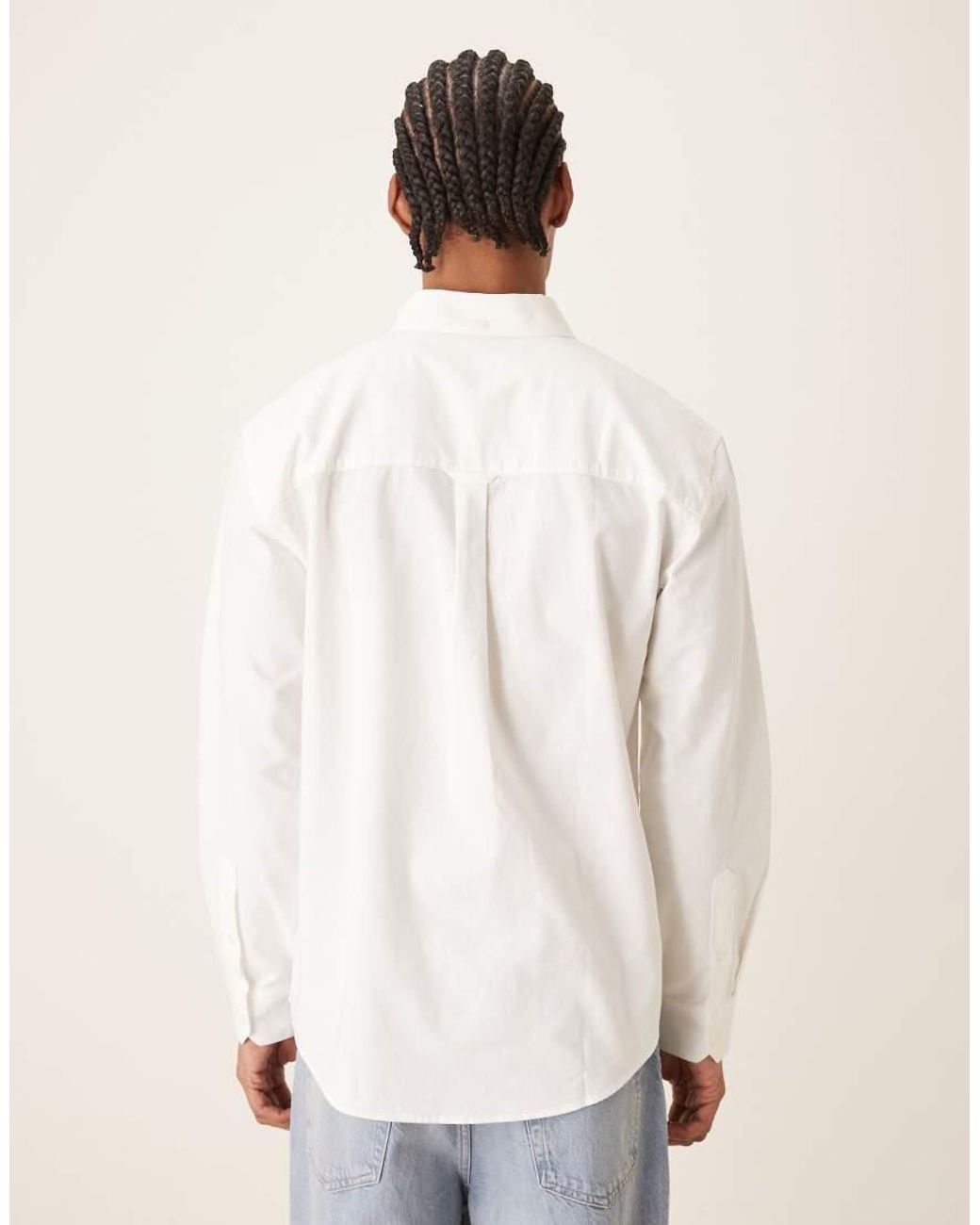 Farah Natural Brewer Long Sleeve Box Fit Logo Shirt for men