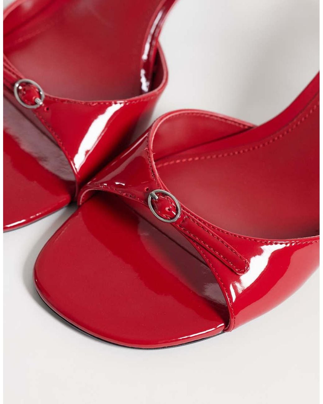 Mango Pink Heeled Mule With Silver Buckle Detail