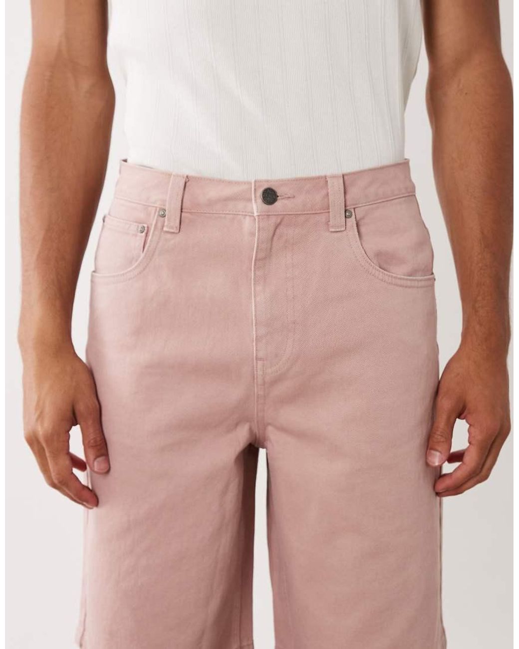 ASOS Natural Loose Denim Jorts for men