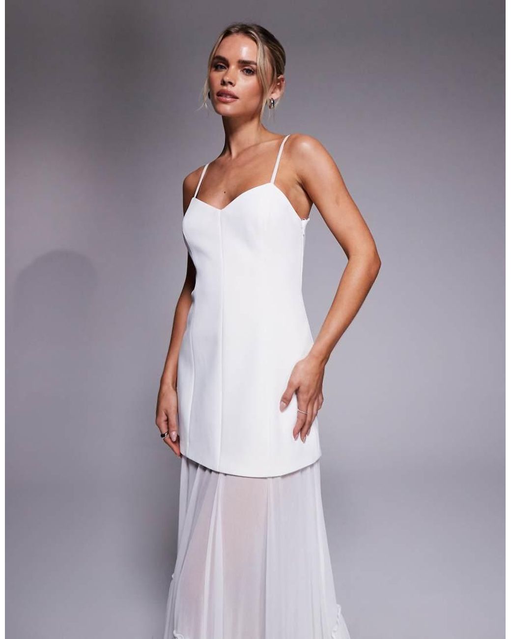 Forever New Purple Bridal Cami Sheer Hanky Hem Maxi Dress