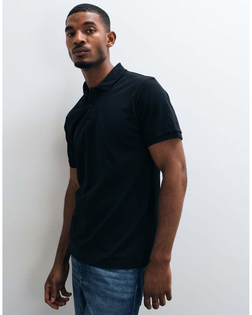 ASOS Black Essentials Regular Fit Polo for men