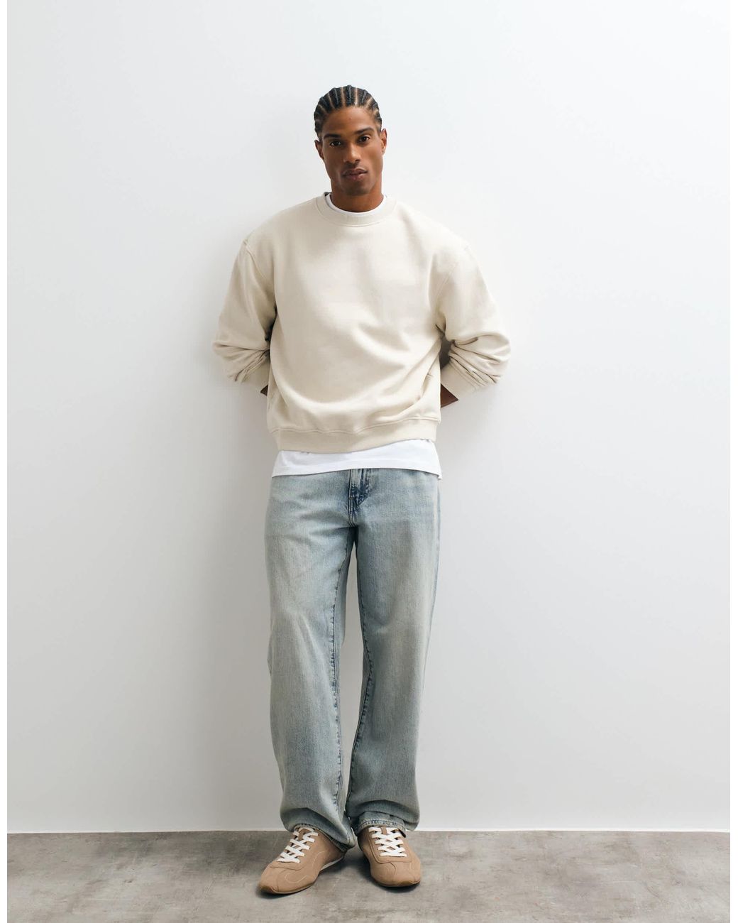 ASOS – kastiges basic-sweatshirt in White für Herren