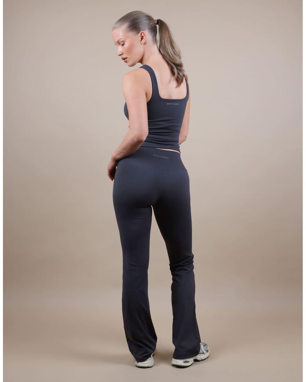 SIMMI Blue Ruched Front Flared Leggings