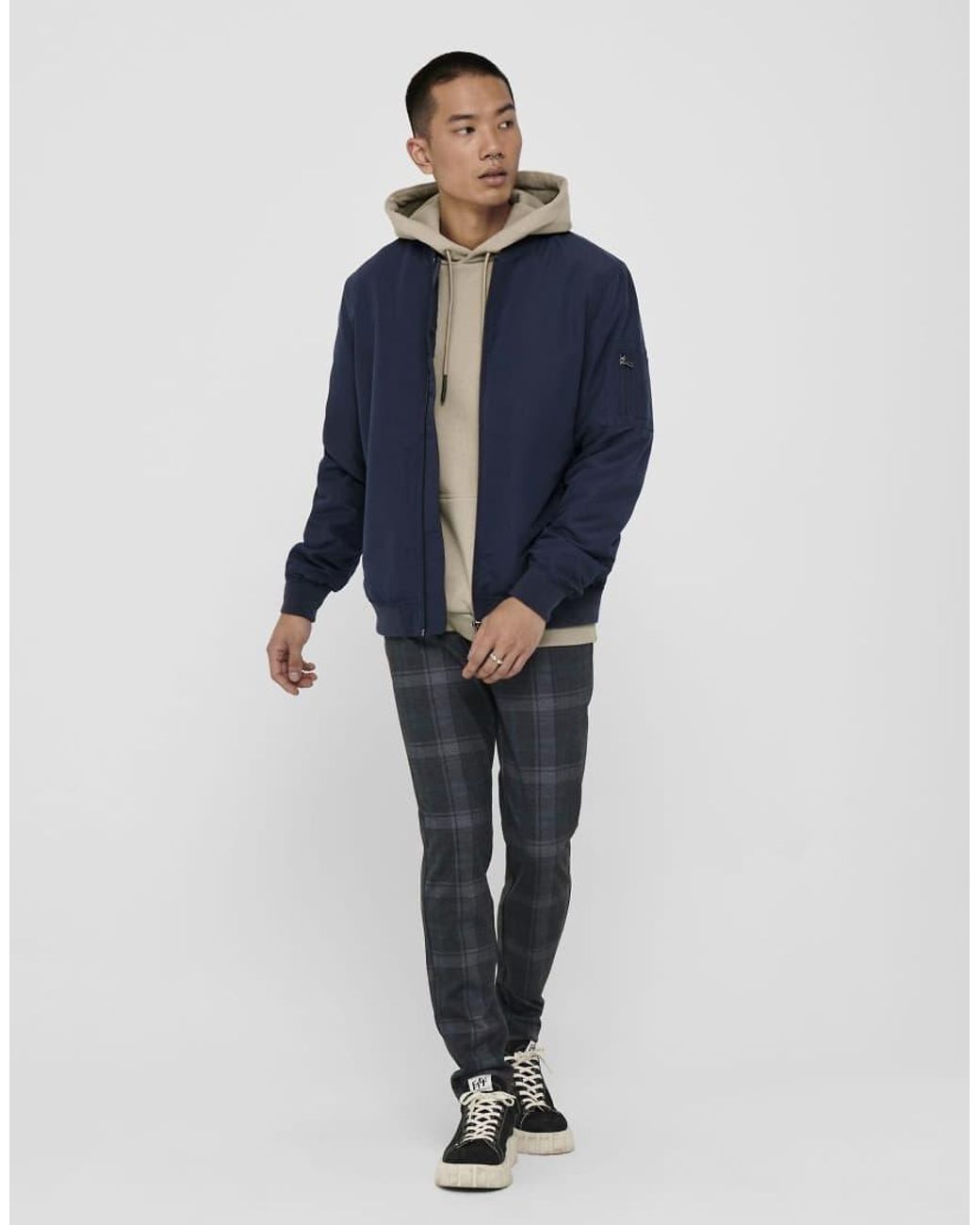 Only & Sons Blue Bomber Jacket for men