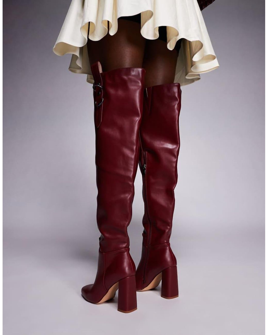 SIMMI Red Simmi London Harrieta Wide Fit Heeled Over The Knee Boots