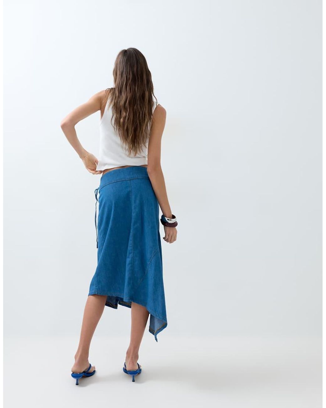 ASOS Blue Denim Asymmetric Wrap Skirt