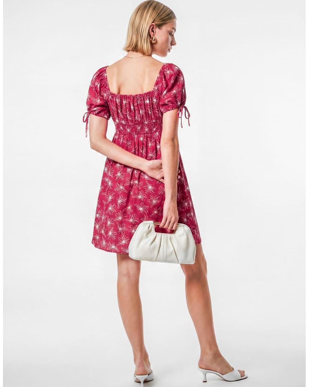 Lovedrobe Red Floral Square Neck Mini Dress