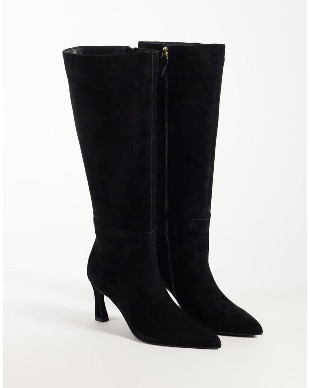 Nobody's Child Black Real Leather Pointed Toe Heeled Knee High Boot