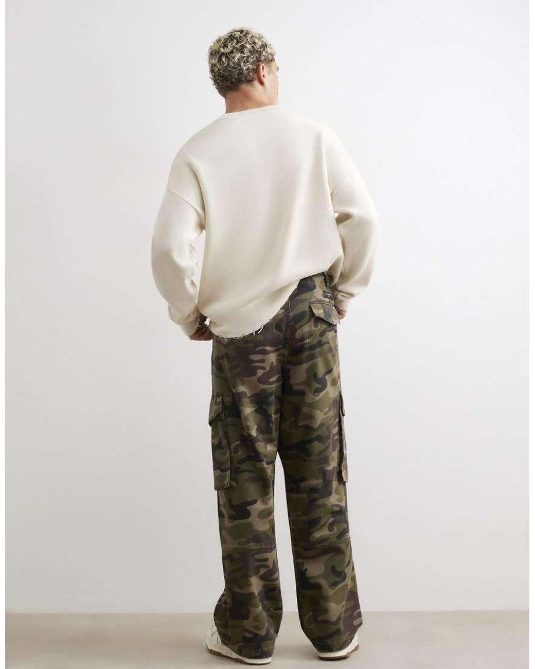 River Island Green Regular Fit Camo Print Cargo Trousers for men