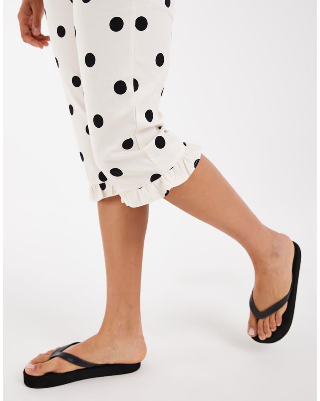 ASOS White Co Ord Capri Trousers With Frill