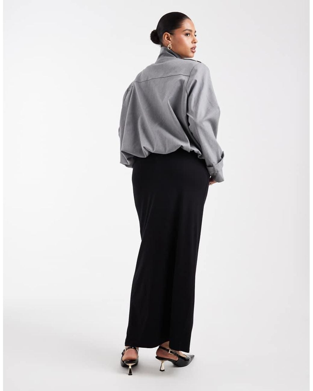 ASOS Gray Asos Design Curve Jersey Column Maxi Skirt