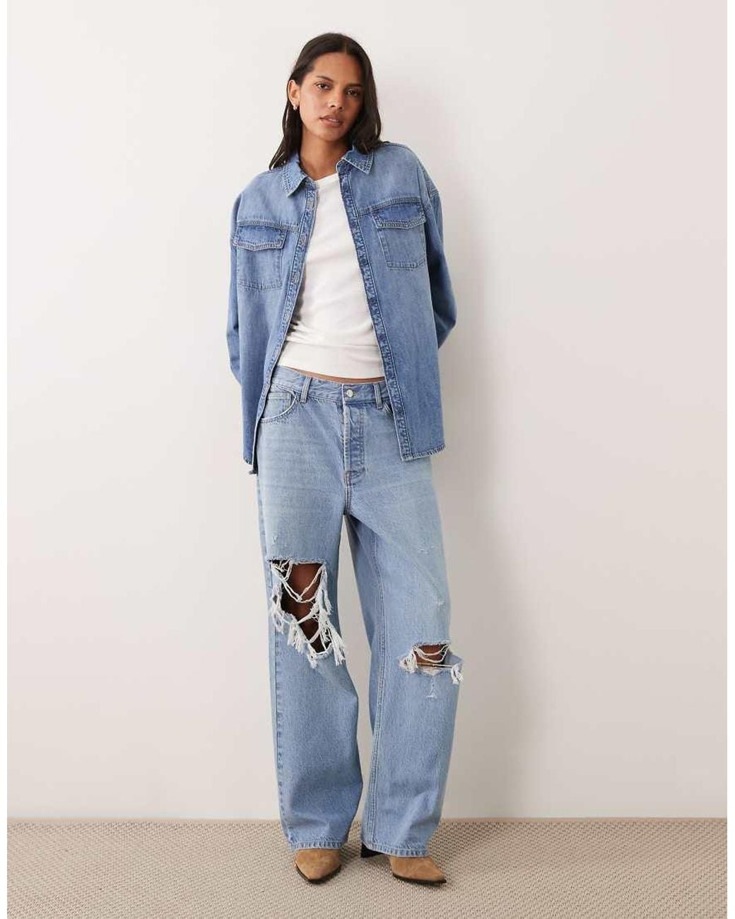ASOS Blue Denim Oversized Traditional Shirt