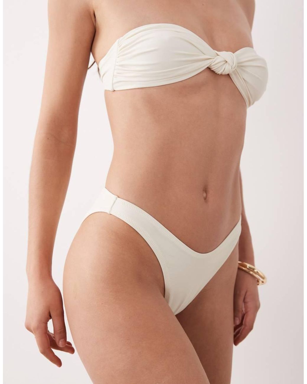 Miss Selfridge White Mix And Match V Front High Leg Bottom