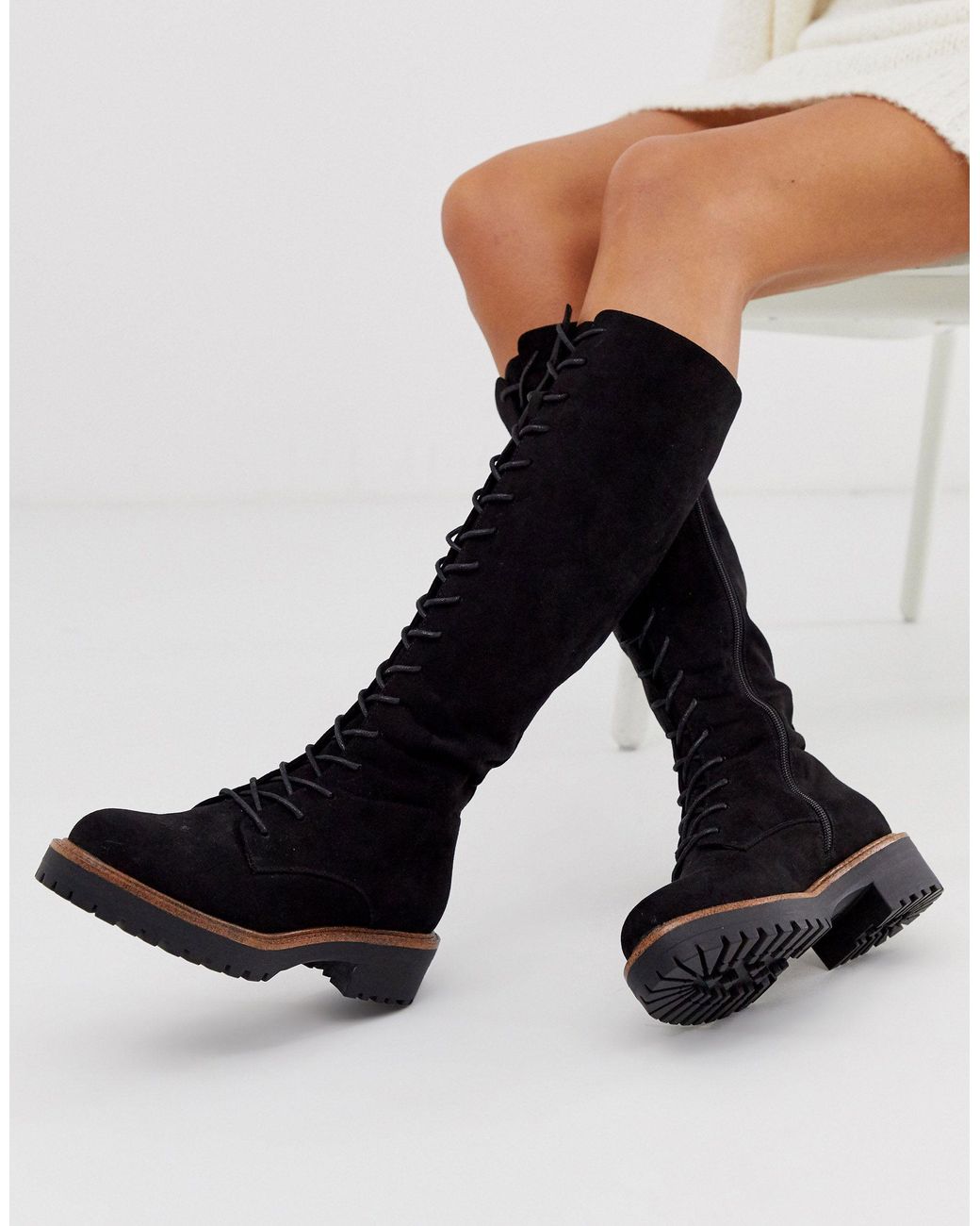 ASOS Courtney Chunky Lace Up Knee High 