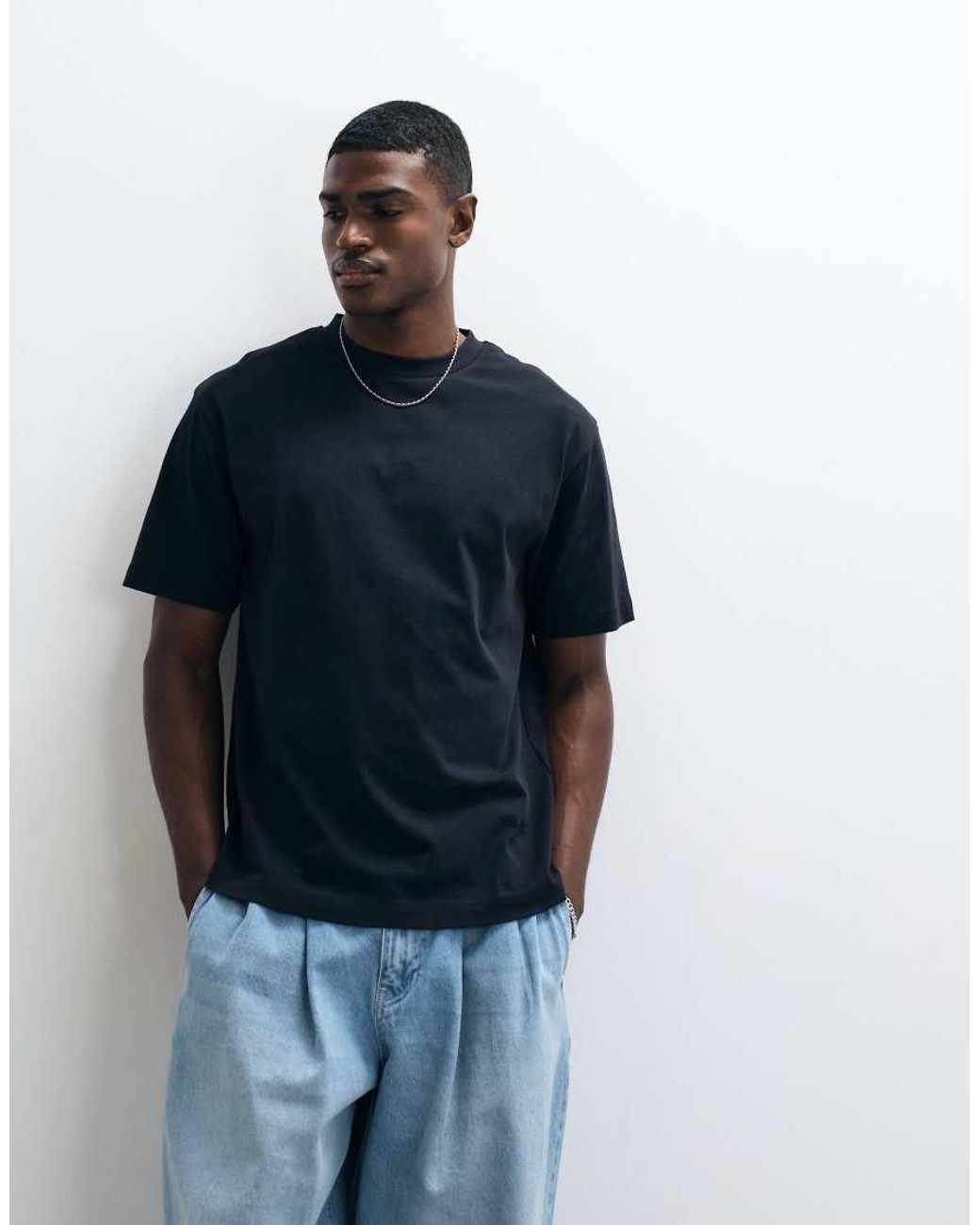ASOS Blue Relaxed T-Shirt With Text Graphic for men