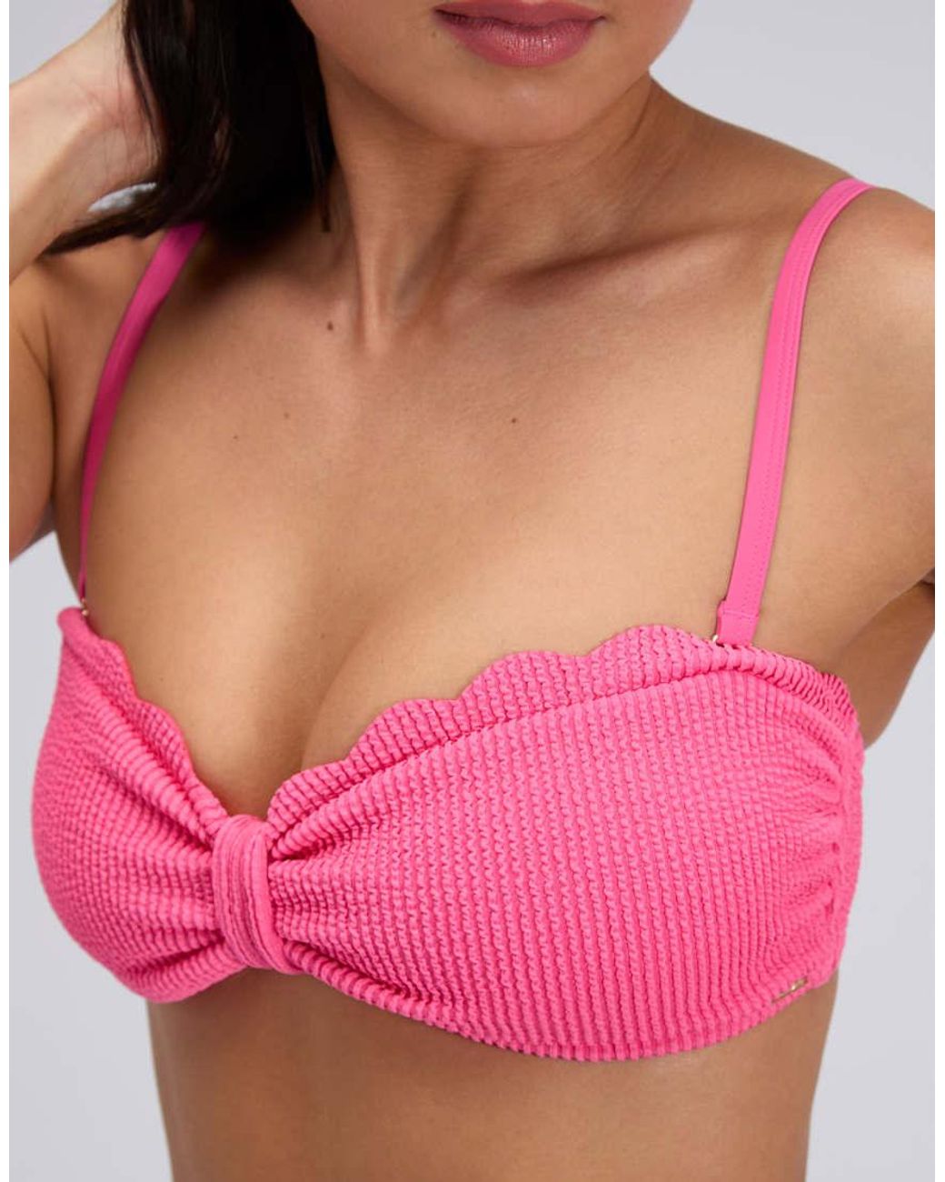 Boux Avenue Red Kiri Scalloped Bandeau Bikini Top Summer Multiway Swimwear