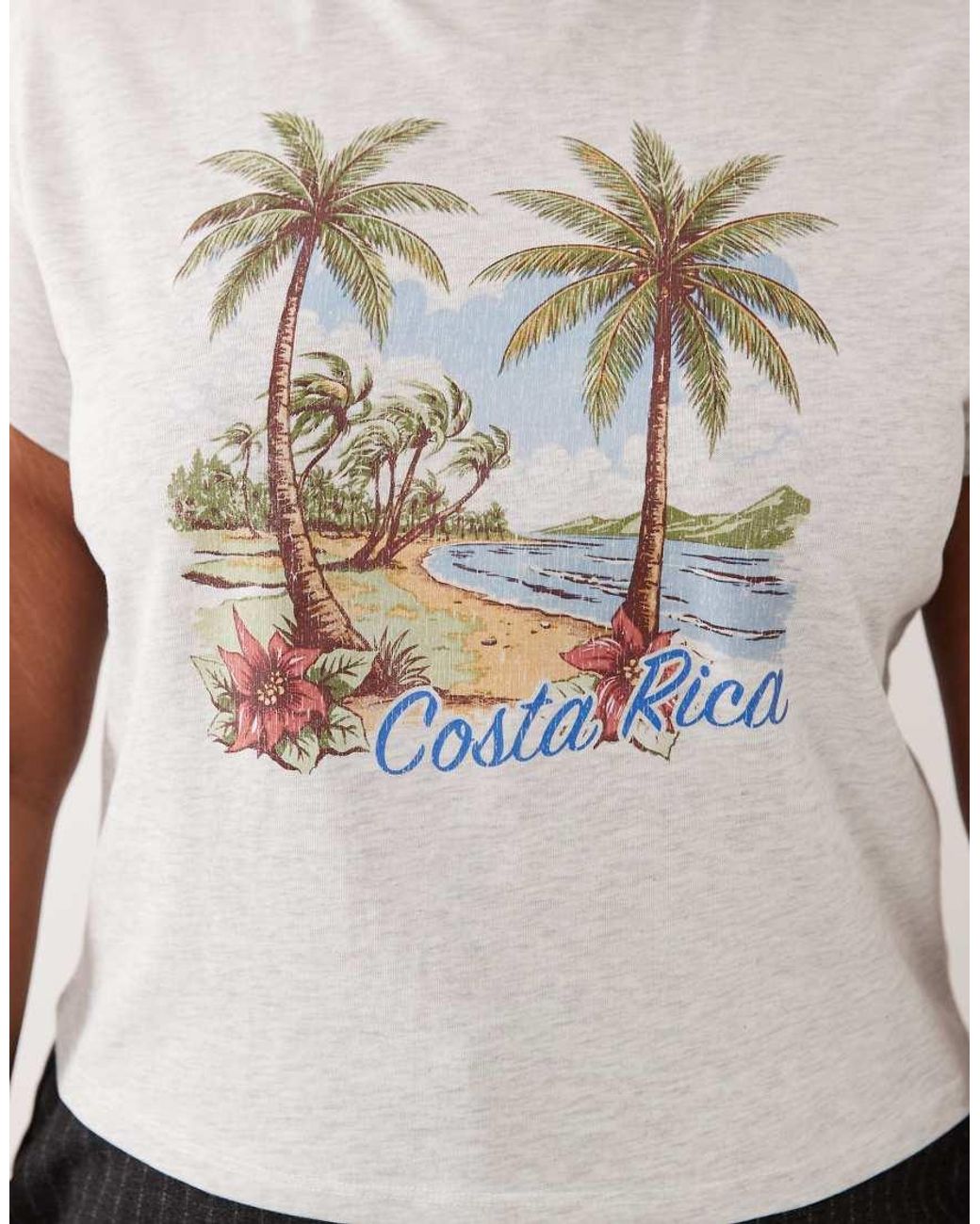 ASOS Black Asos Design Curve Baby Tee With Costa Rica Holiday Graphic