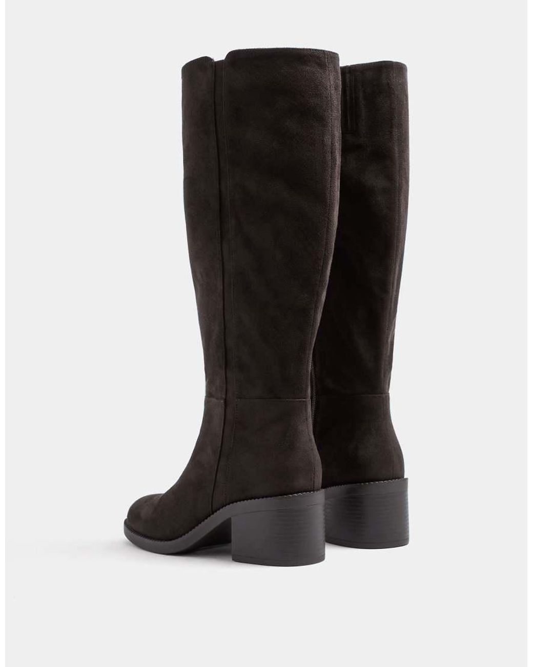 Yours Clothing Black Wide Fit Block Heel Boots
