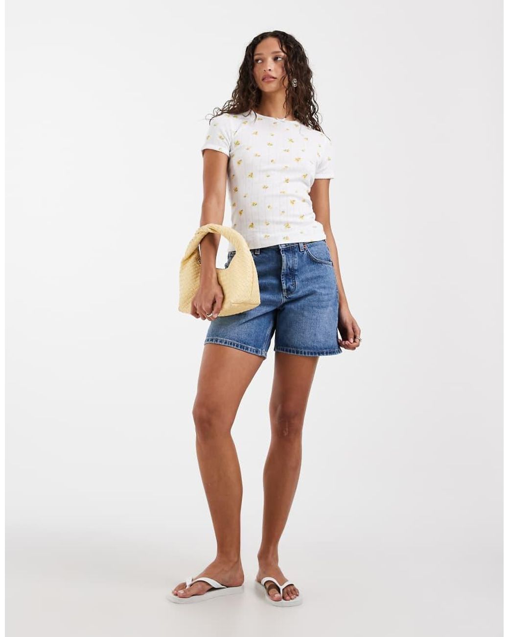 JJXX White Fitted Pointelle Top With Lemon Print