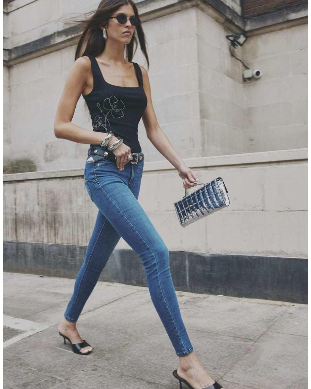 River Island Black Flower Embellished Corset Top