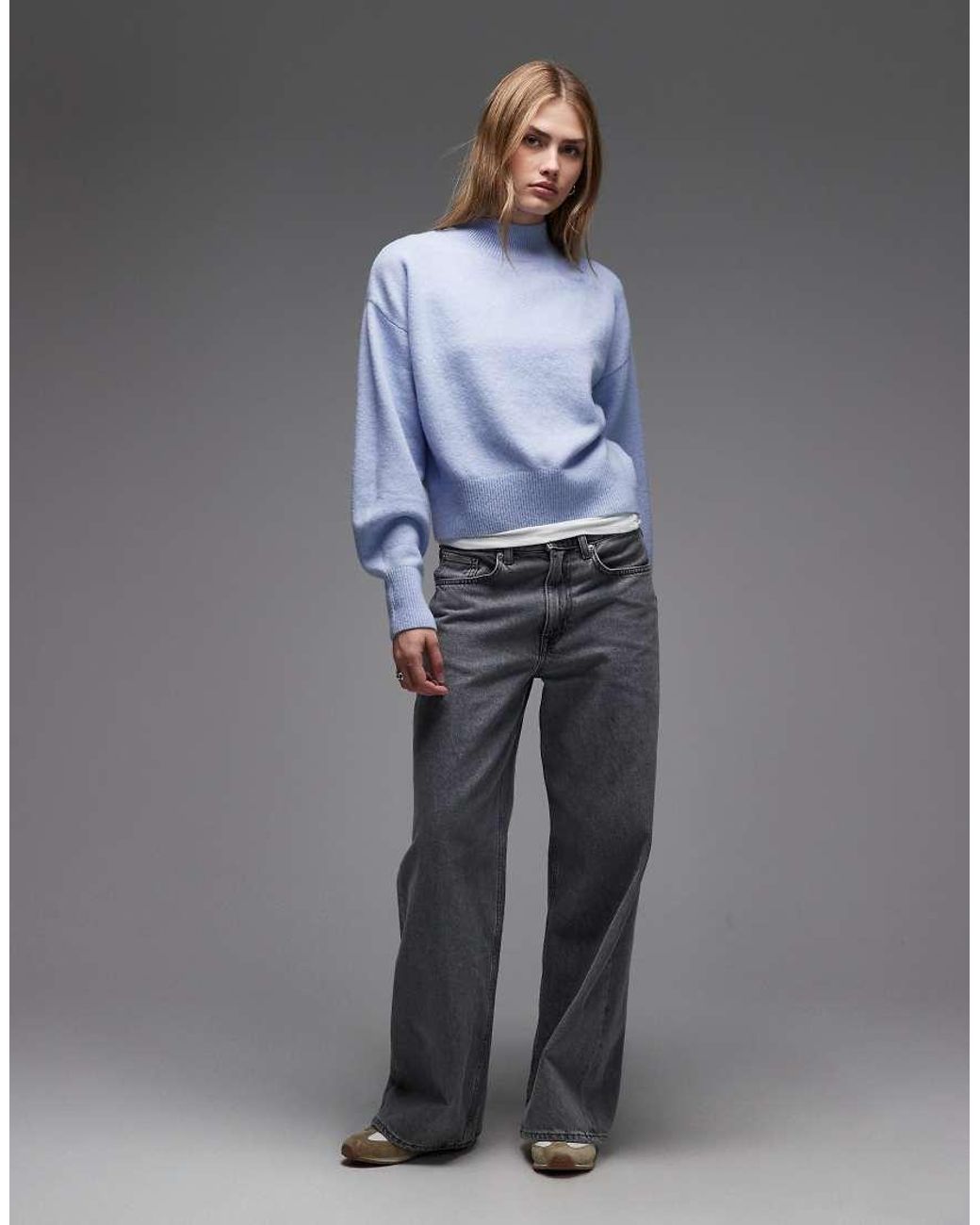 & Other Stories Blue Mock Neck Jumper