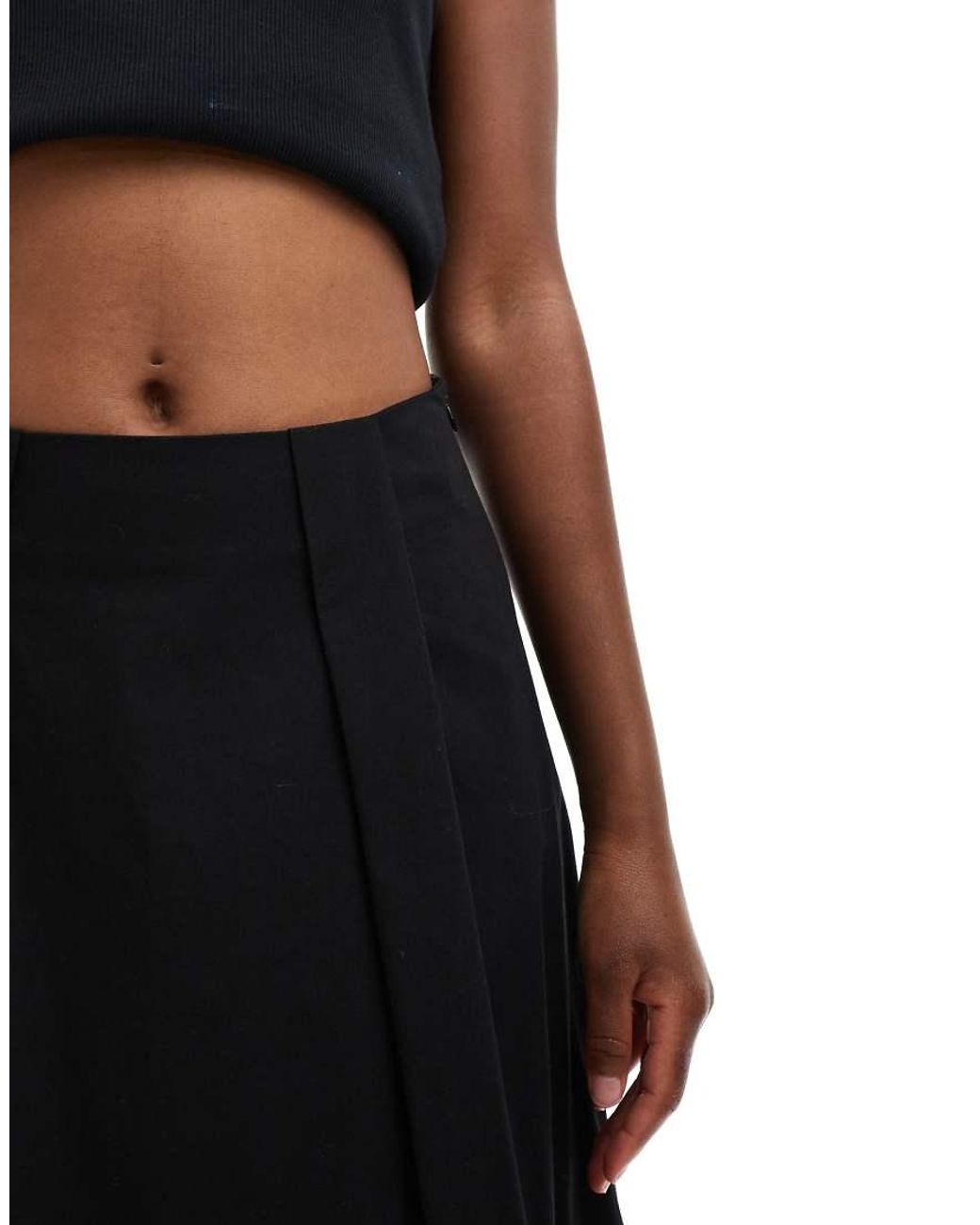 ASOS Black Cotton Poplin Bubble Maxi Skirt