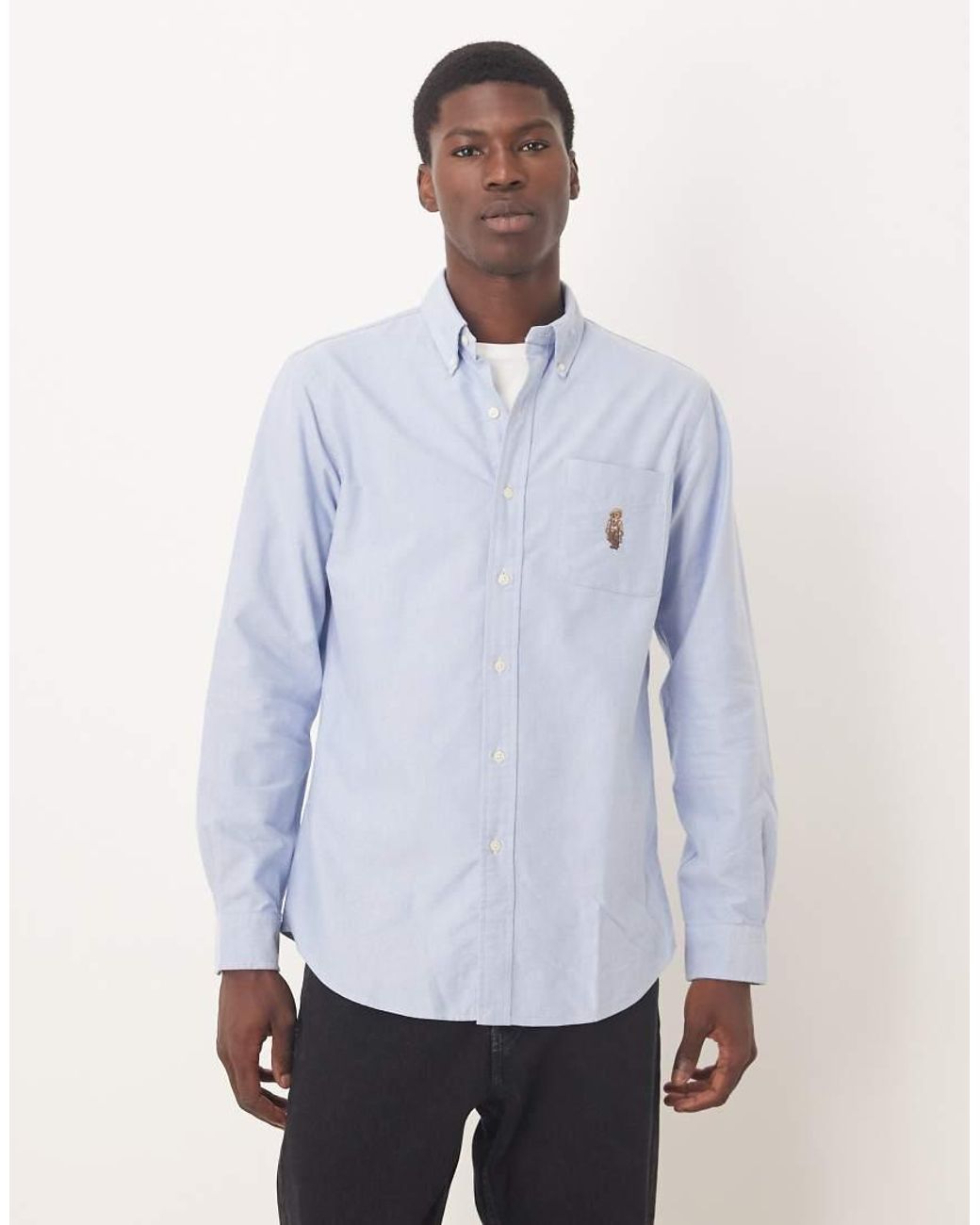 Polo Ralph Lauren Heritage Bear Custom Fit Oxford Shirt in Blue for Men ...