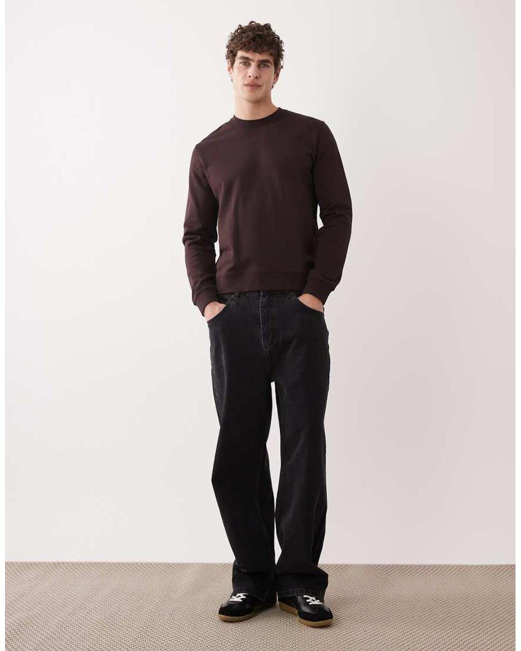 ARKET Blue Minimal Jersey Sweatshirt With Crew Neck for men