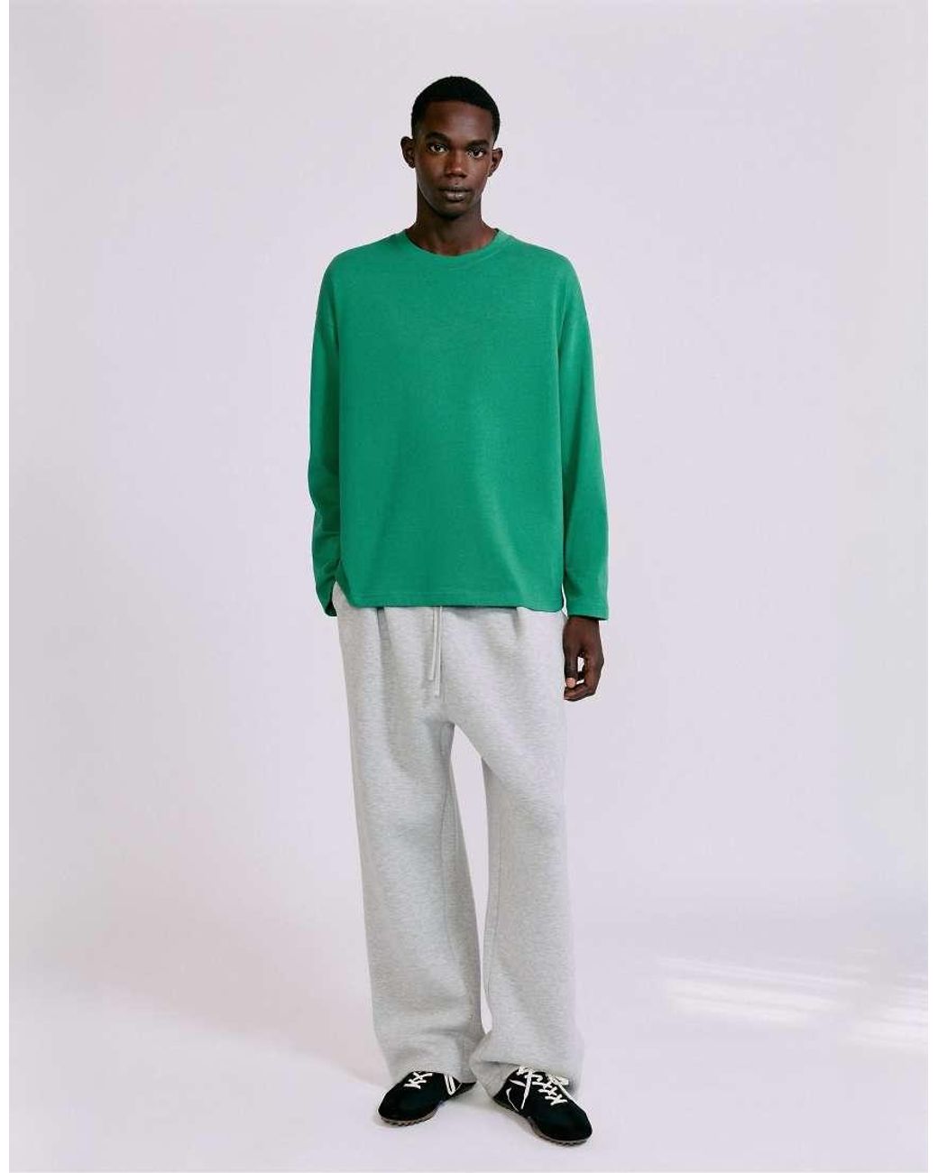 Pull&Bear Green Heavy Weight Relaxed Fit T-shirt for men