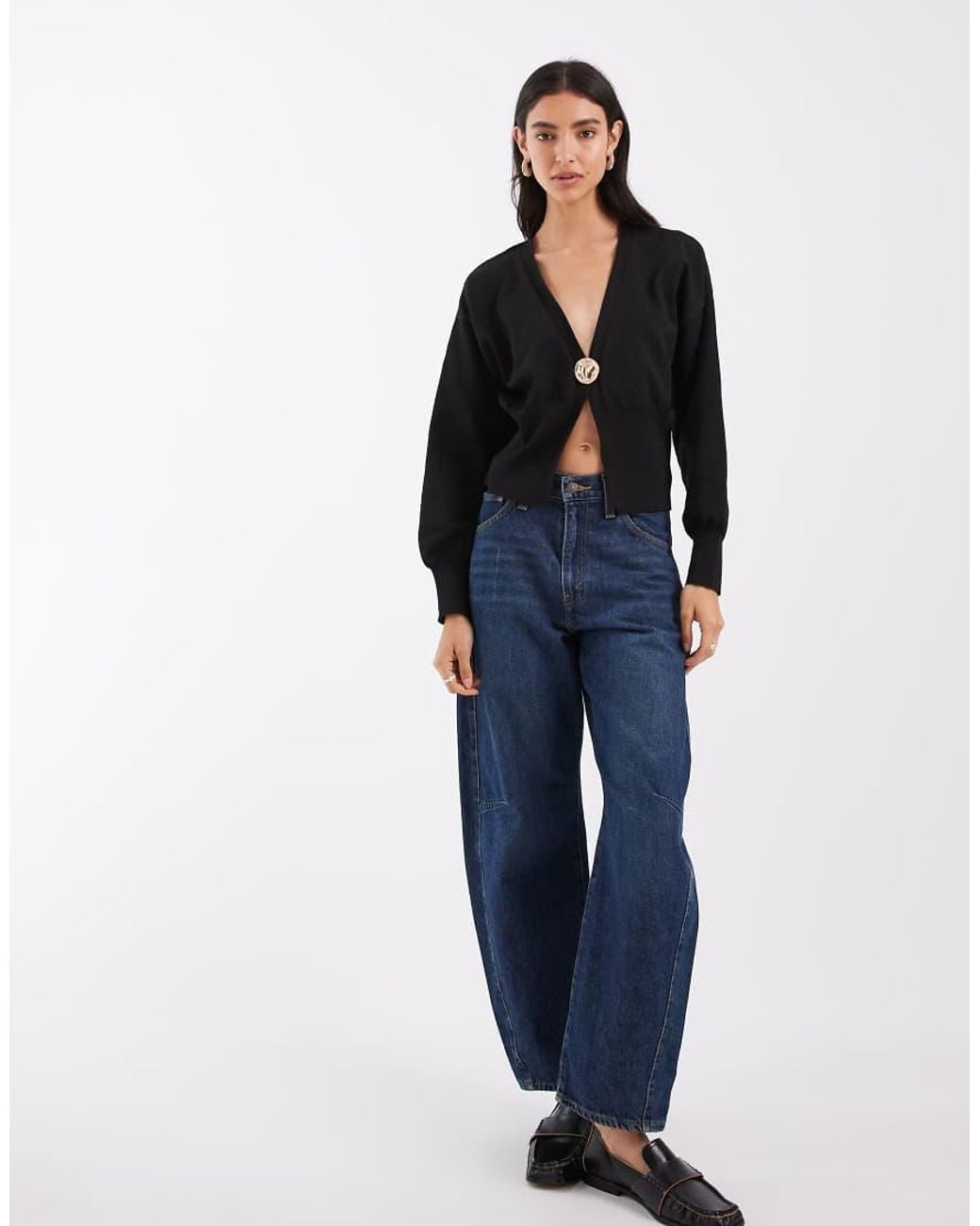 ASOS Black Knitted Compact Cardigan With Gold Hardware