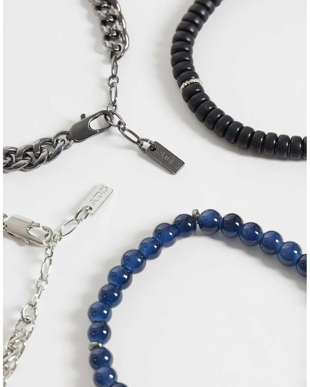 ASOS White 5 Pack Beaded Chain And Cord Bracelet for men