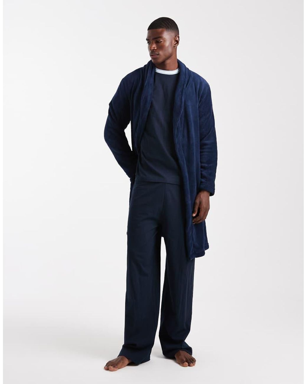 Brave Soul Blue Fluffy Dressing Gown