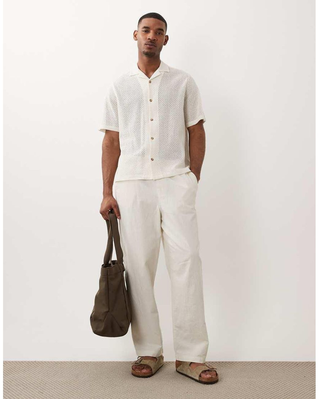 ASOS White Relaxed Revere Textured Shirt for men