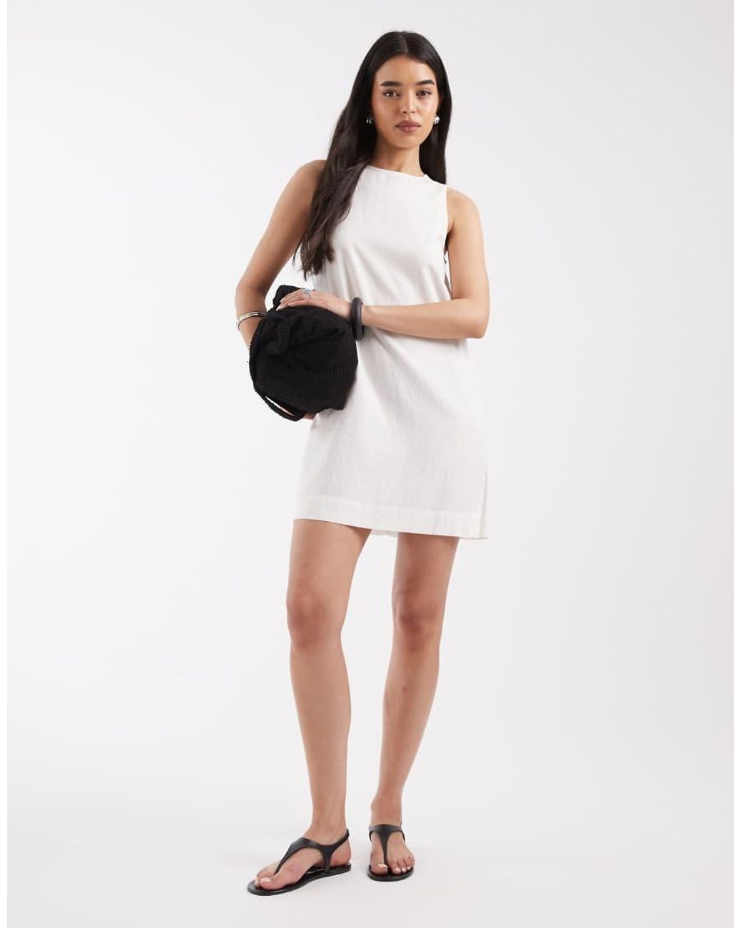 JJXX White Linen Blend Mini Dress