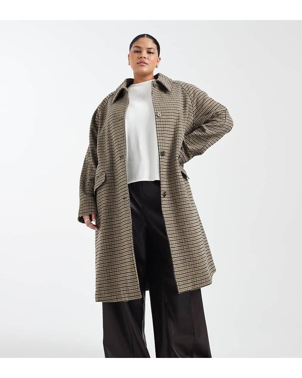 ASOS Multicolor Asos Design Curve Quilt Lined Mid Length Coat