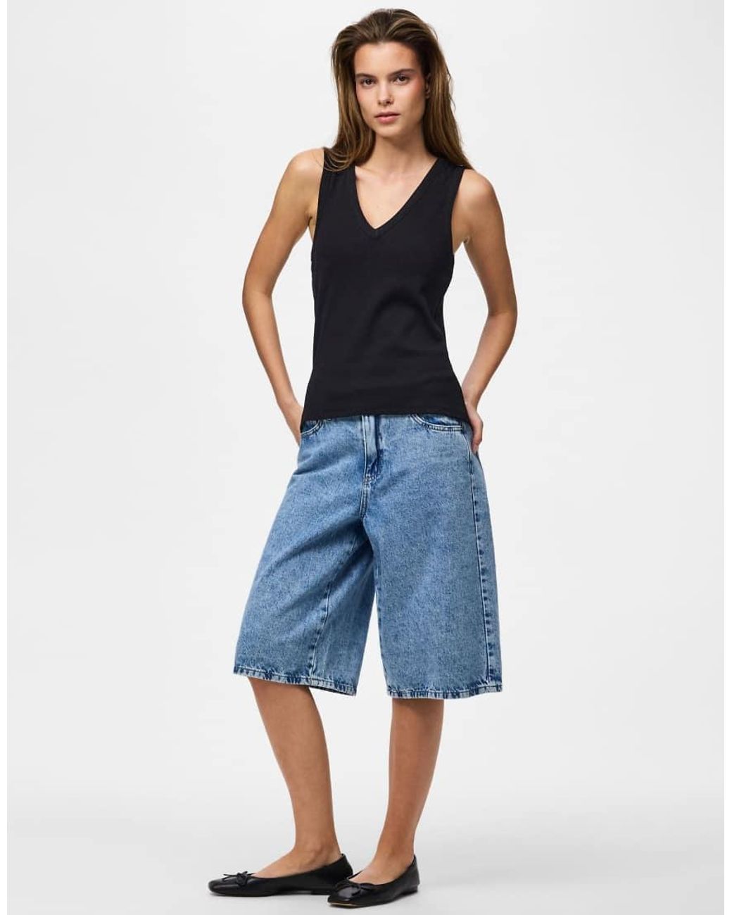 Top De Tirantes Negro Pieces de color Blue