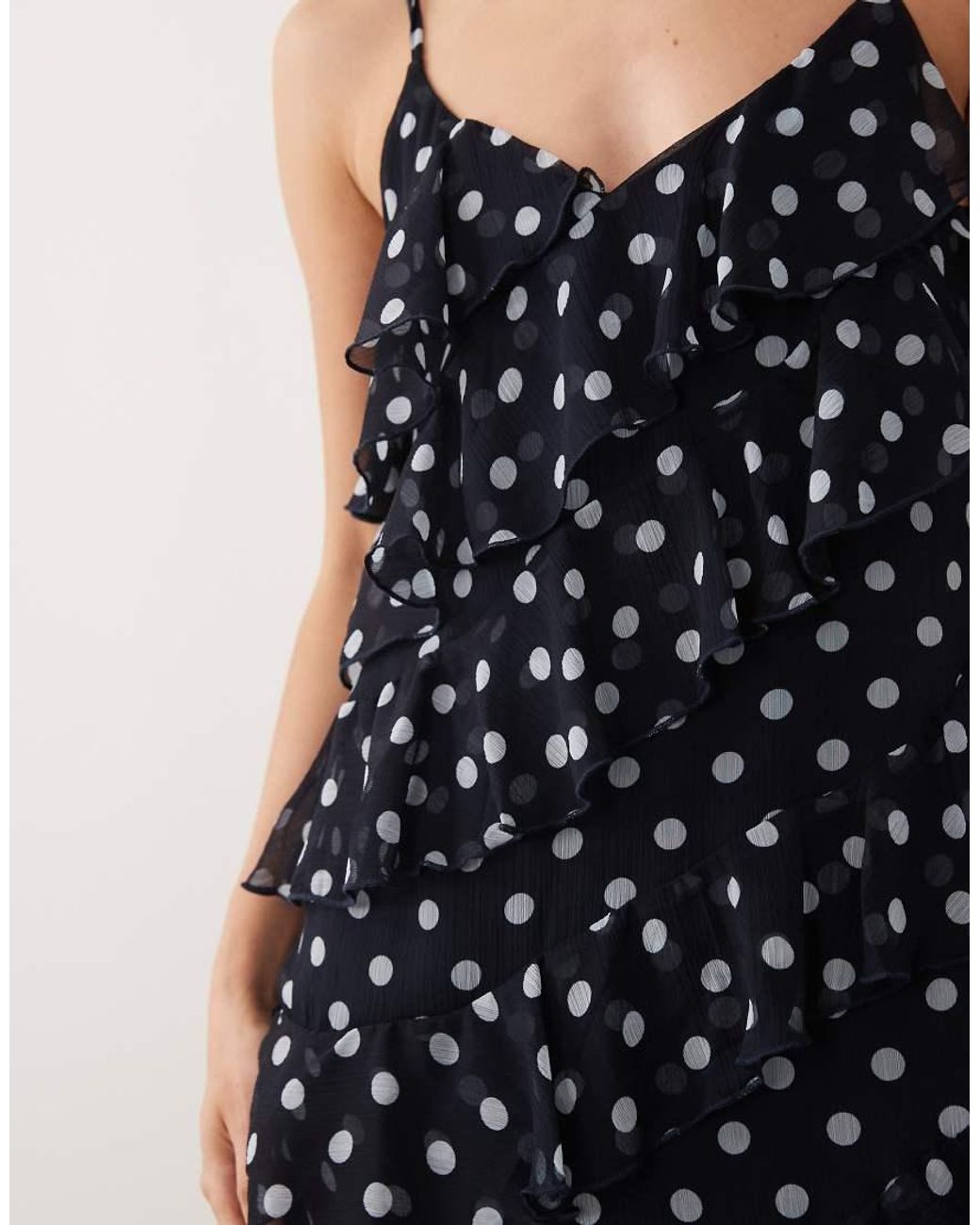 Vila Brown Ruffle Cami Maxi Dress With Leg Split