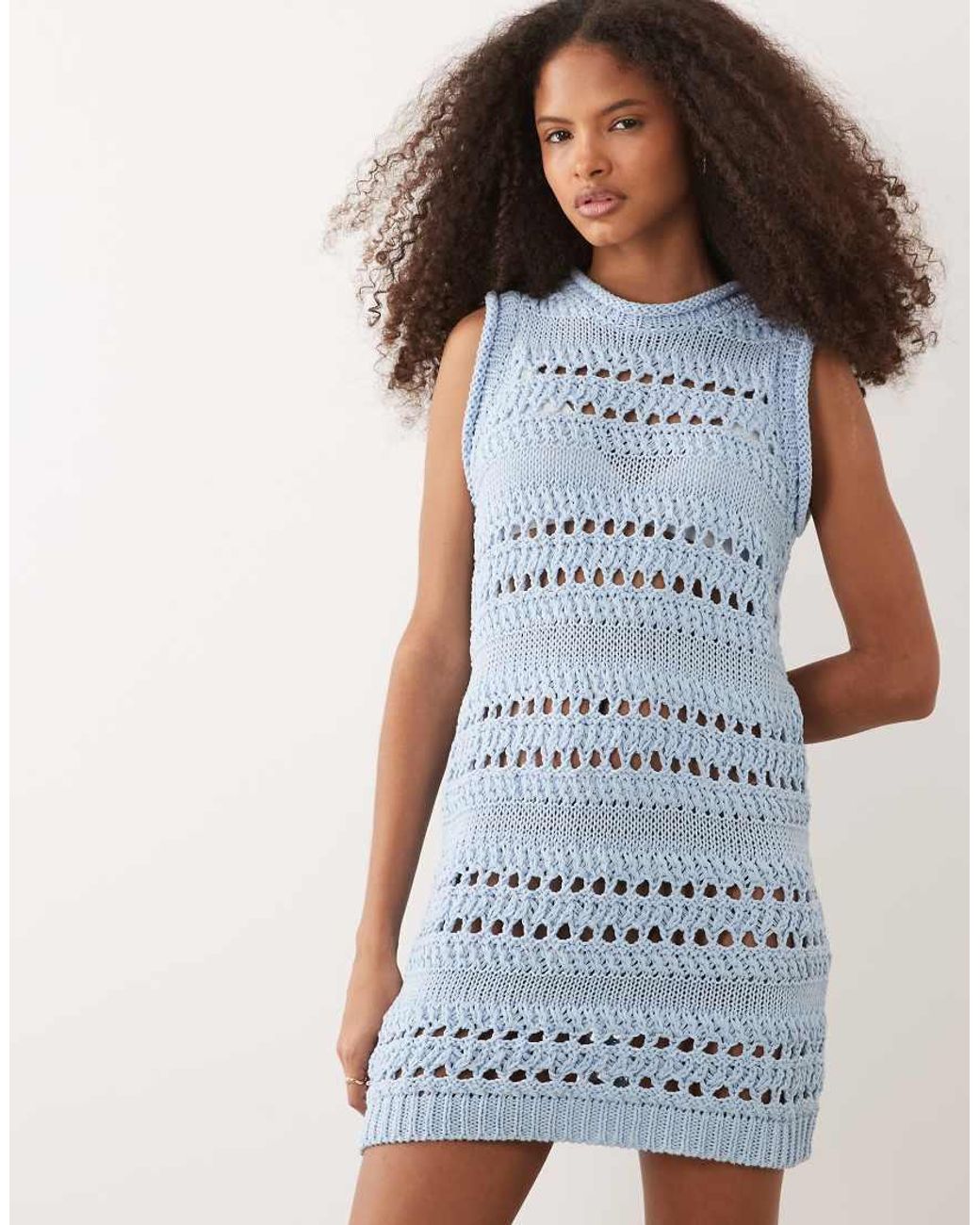 ASOS Blue Crochet Knit Summer Dress