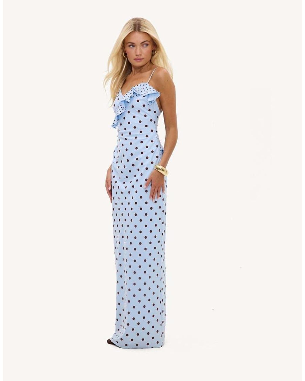 Loavies Blue Perfect Rhythm Maxi Dress With Polka Dots